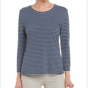 J McLaughlin navy and white stripe 3/4 shirt cotton size large